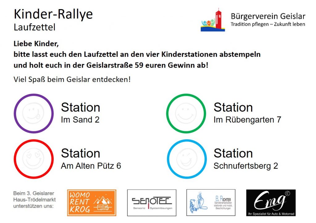 Kinder-Rallye im Rahmen vom 3. Geislarer Haus-Trödelmarkt ...